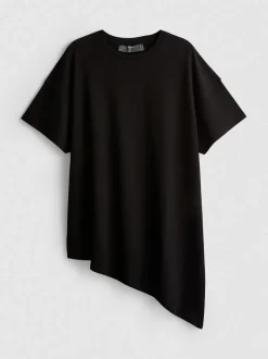 Langes, asymmetrisches Baumwoll-T-Shirt