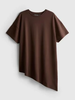 Langes, asymmetrisches Baumwoll-T-Shirt