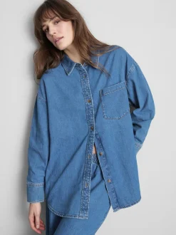 Legers Denim-Hemd aus Baumwolle