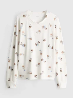 „Love To Lounge“ Schlafanzugtop mit Hunde-Print