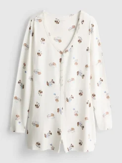 „Love To Lounge“ Schlaf-Jumpsuit mit Hunde-Print