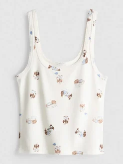 „Love To Lounge“ Tanktop mit Hunde-Print