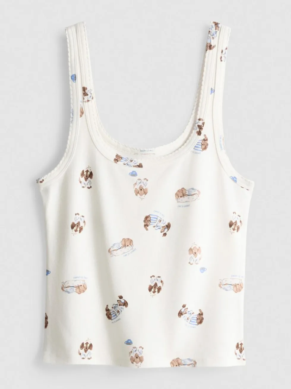 „Love To Lounge“ Tanktop mit Hunde-Print