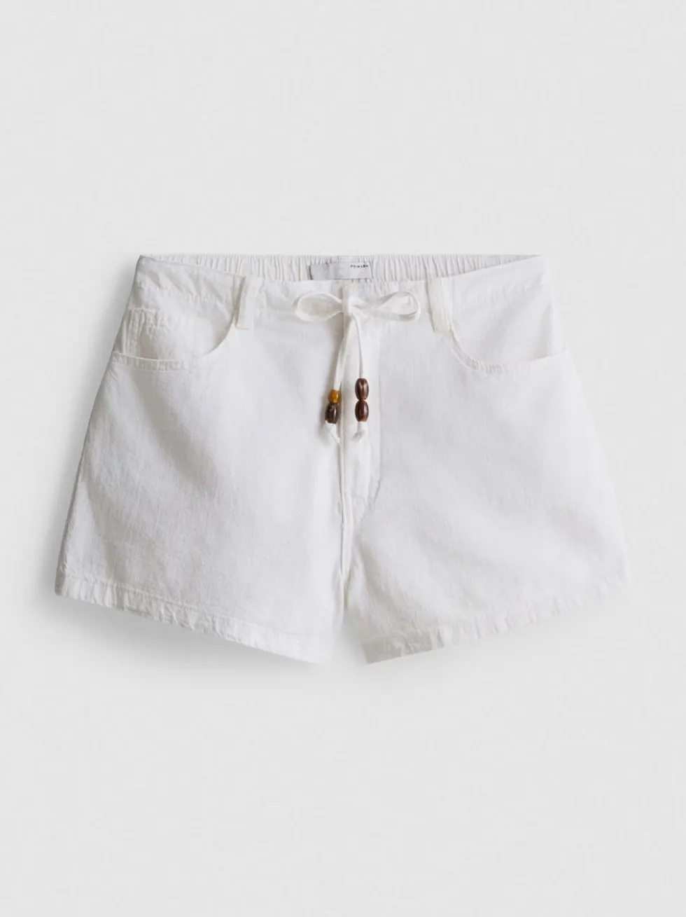Lässige Baumwollshorts mit Kordelzug und Perlen