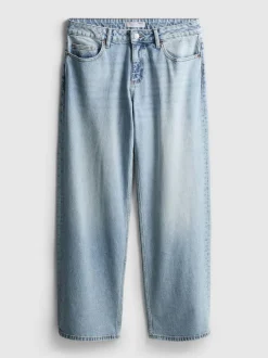 Lässige, gerade Denim-Jeans mit niedriger Leibhöhe