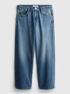 Lässige, gerade Denim-Jeans mit niedriger Leibhöhe