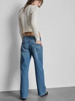 Lässige, gerade Denim-Jeans mit niedriger Leibhöhe