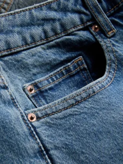Lässige, gerade Denim-Jeans mit niedriger Leibhöhe