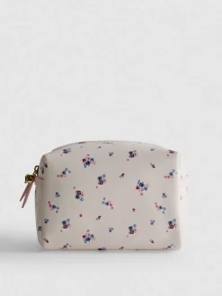 Make-up-Tasche aus Kunstleder mit verspieltem Blumenmuster