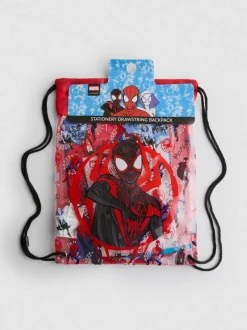 „MARVEL Spider-Man“ Schreibwarenset im Turnbeutel mit Kordelzug