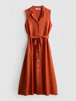 Midi-Blusenkleid mit Gürtel