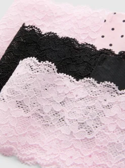 Mikrofaser-Bandeau-Tangas mit Spitzeneinsätzen, 3er-Pack