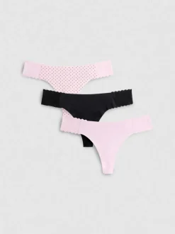 Mikrofaser-Bandeau-Tangas mit Spitzeneinsätzen, 3er-Pack