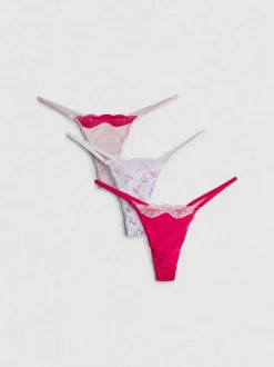 Mikrofaser-Tangas mit Spitzenbesatz, 3er-Pack