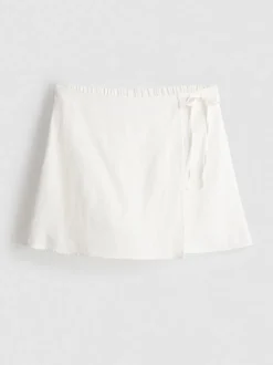 Mini-Skort aus Leinengemisch seitlich zum Binden