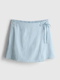 Mini-Skort aus Leinengemisch seitlich zum Binden
