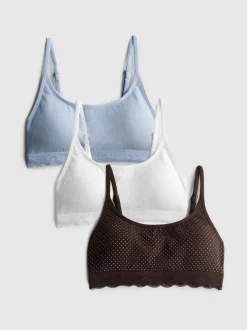 Nahtloser Bralette-BH mit Spitzenbesatz, 3er-Pack