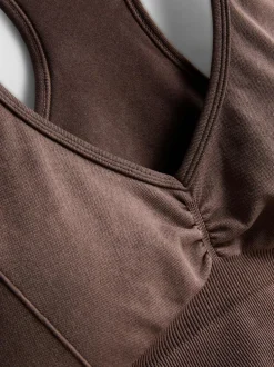 Nahtloses, bauchfreies Activewear-Top in Acid-Wash