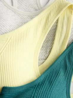 Nahtloses, bauchfreies Racerback-Top, 3er-Pack
