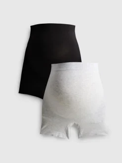 Nahtlose Umstandsshorts mit Überbauchbund, 2er-Pack