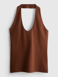 Neckholder-Top mit hohem Baumwollanteil
