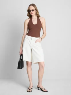 Neckholder-Top mit hohem Baumwollanteil