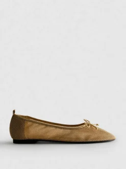 Netzstoff-Ballerinas in Metallic-Optik