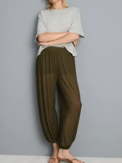 Netzstoff-Jerseyhose mit Bündchen