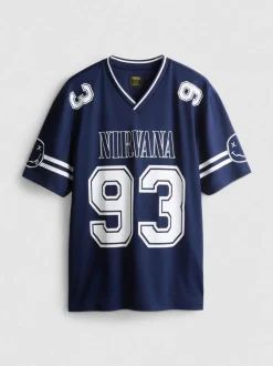 „Nirvana“ T-Shirt aus Jersey-Netzstoff