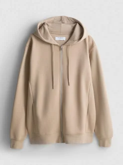 Oversized-Hoodie aus Baumwollmischung mit Reißverschluss