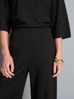 Plissierte Jerseyhose mit weitem Bein