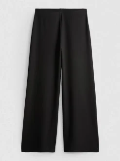 Plissierte Jerseyhose mit weitem Bein