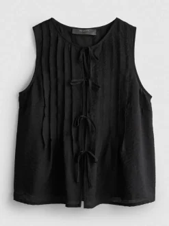 Plissiertes Top in Knitteroptik zum Binden