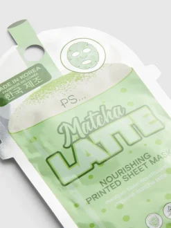 PS... Bedruckte Matcha Latte-Tuchmaske