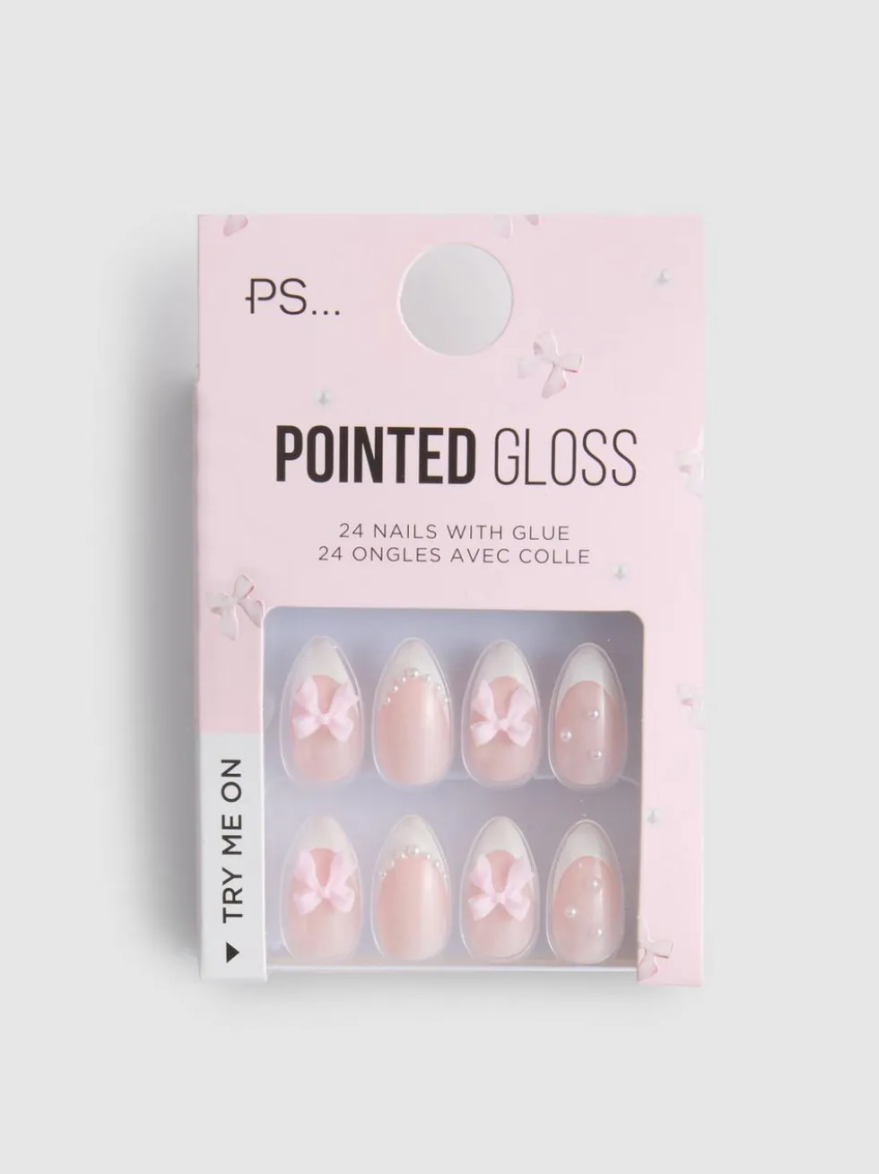PS… Spitze, glänzende Kunstnägel mit French-Tips