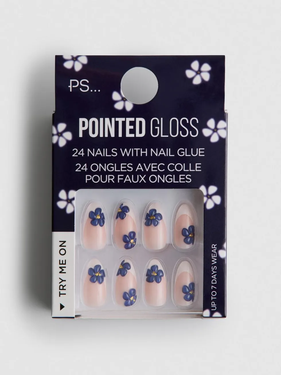 PS… Spitze Kunstnägel mit Blumen und French-Tips