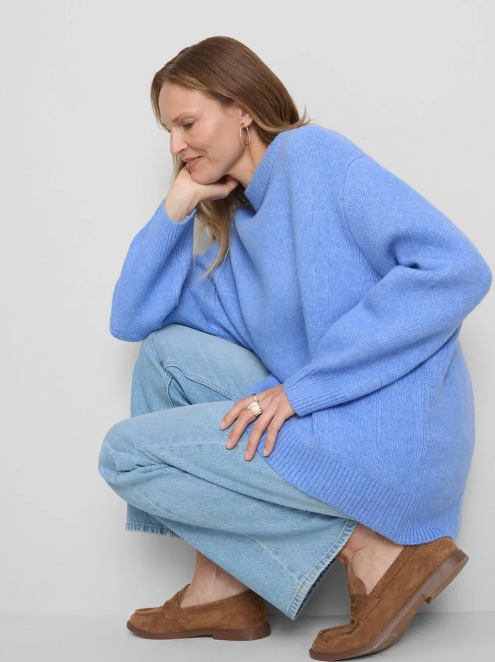 Pullover aus Wollgemisch mit Rundhalsausschnitt im Oversized-Look