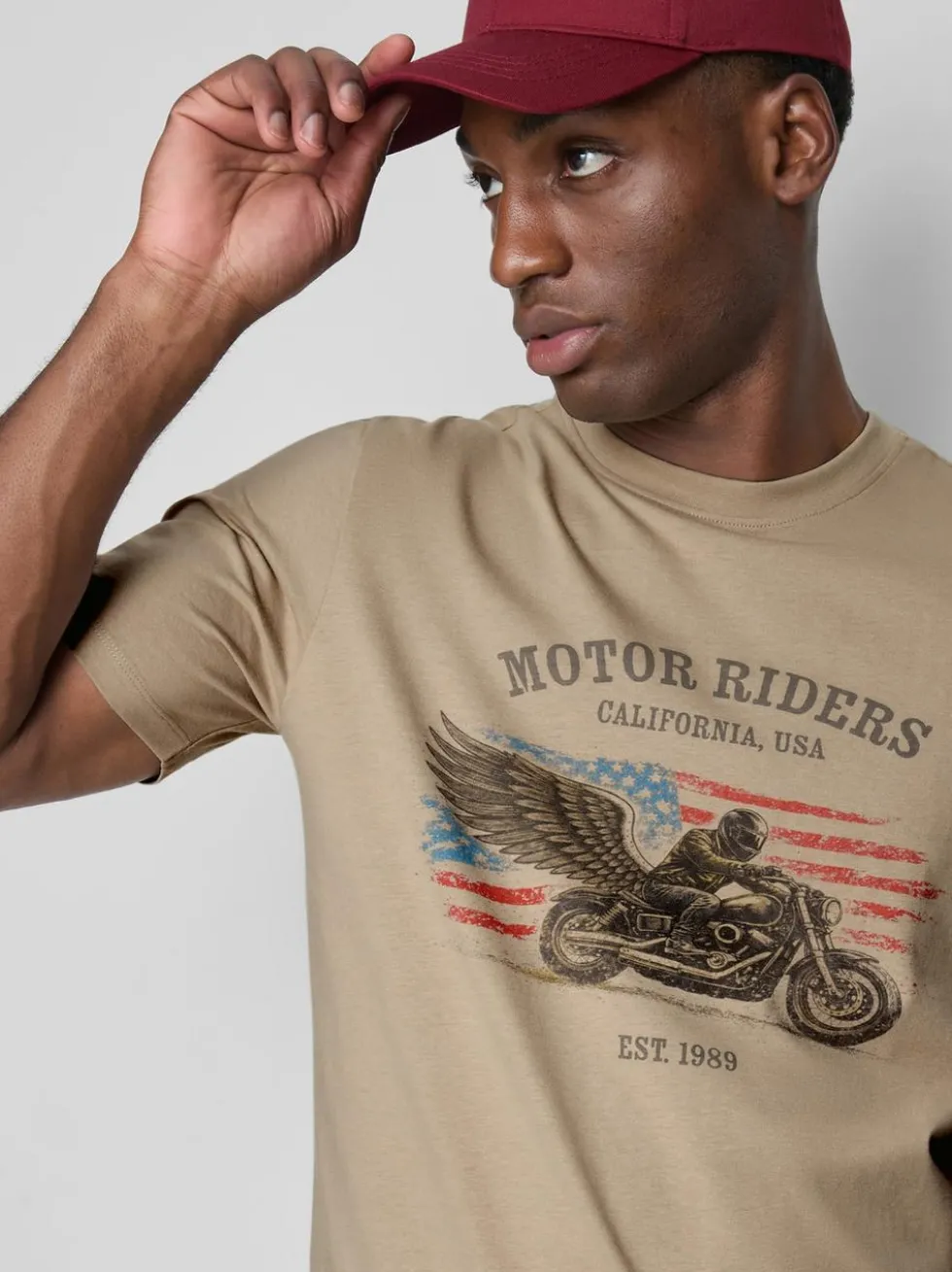 „Pure Cotton Motor Riders“ T-Shirt mit Grafik