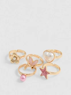 Ringe mit verschiedenen Details, 5er-Pack