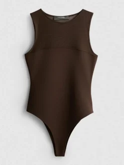 Ärmelloser Body mit Netzeinsatz