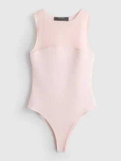 Ärmelloser Body mit Netzeinsatz