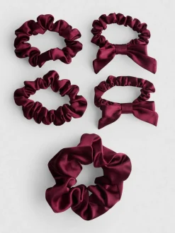 Satin-Haargummis, 5er-Pack