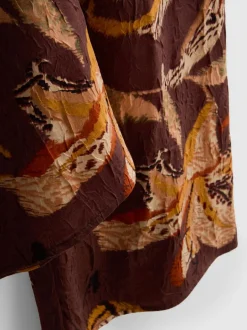 Satin-Hose in Knitteroptik mit weitem Bein und Blumenmuster