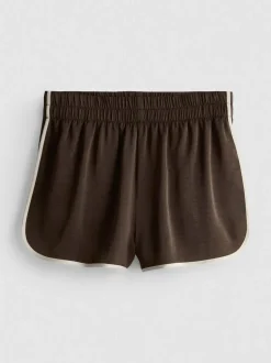 Satin-Laufshorts mit Paspelierung