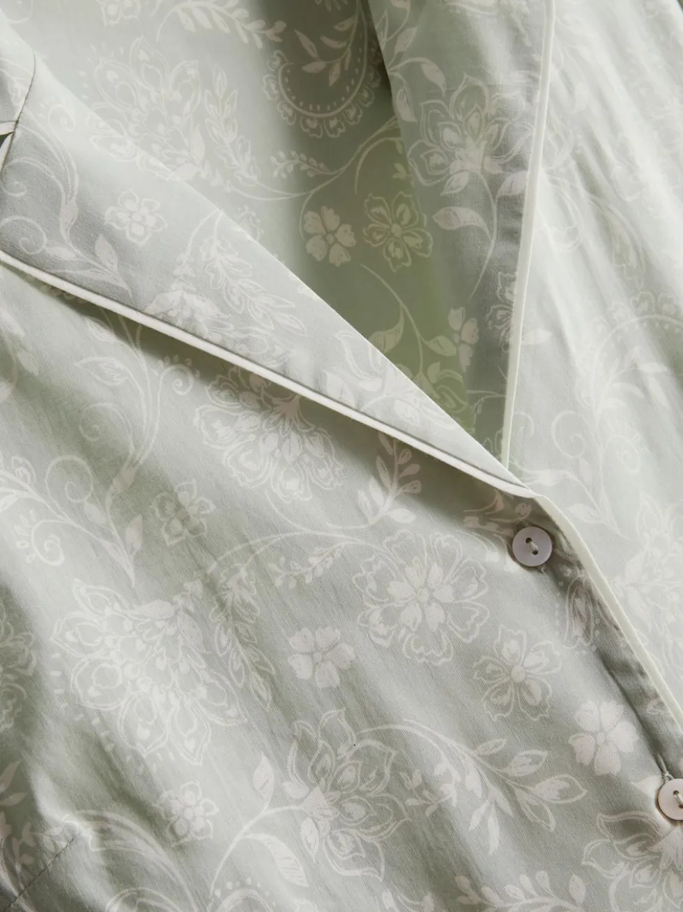 Schlafanzughemd aus reiner Baumwolle mit Blumenmuster