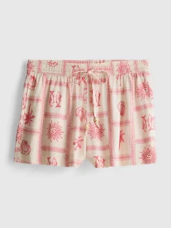 Schlafanzugshorts mit Kordelzug und Kachel-Print