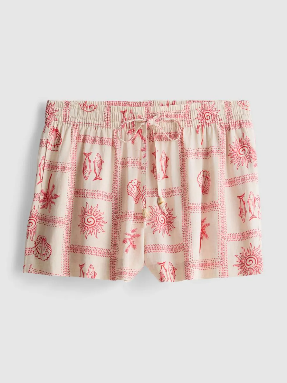 Schlafanzugshorts mit Kordelzug und Kachel-Print
