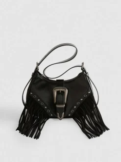 Schultertasche mit Fransen und Schnalle
