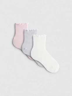 Söckchen mit gekräuseltem Saum, 3er-Pack