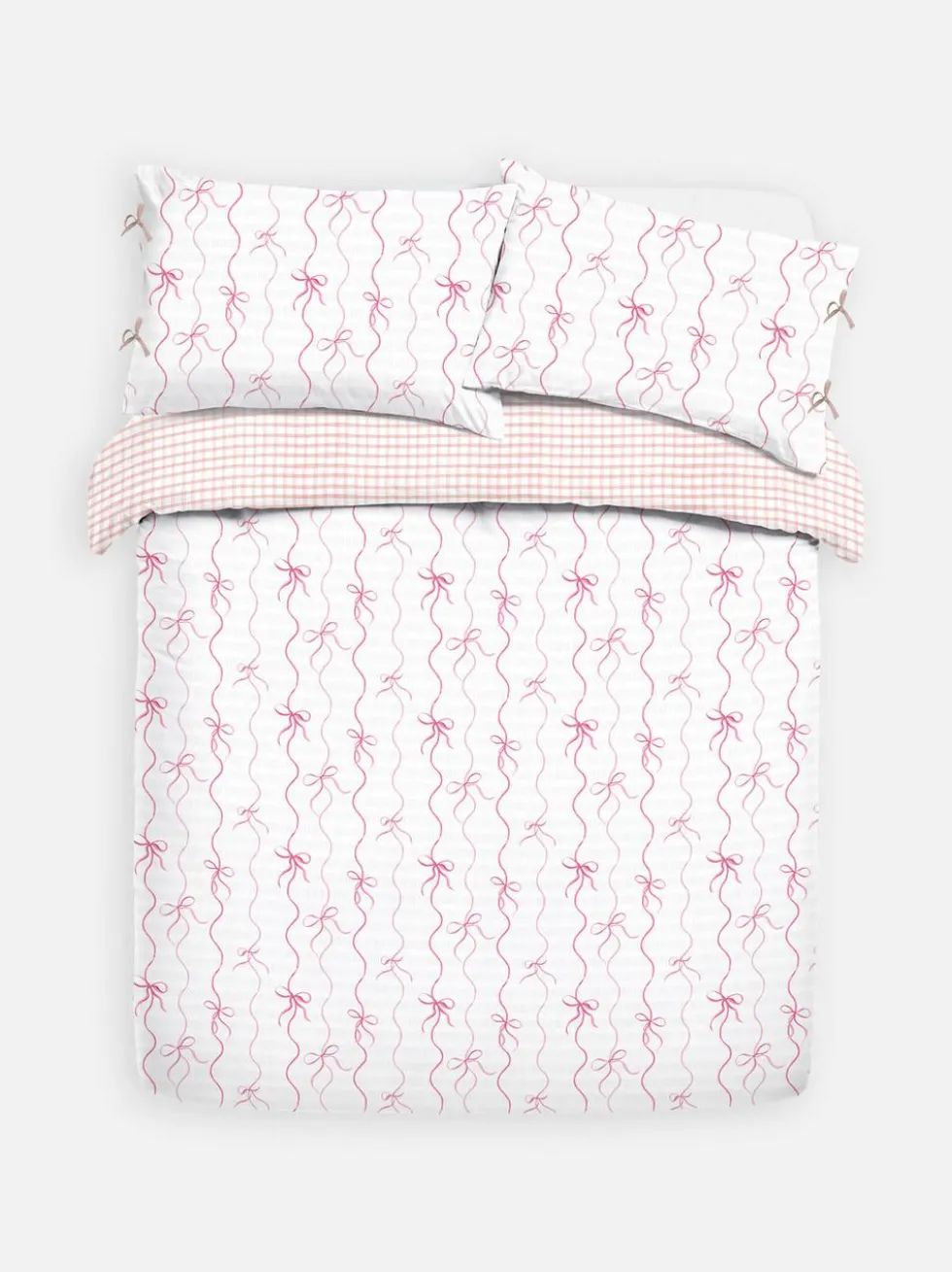 Seersucker-Bettwäsche mit Schleifenmuster, Doppelbett